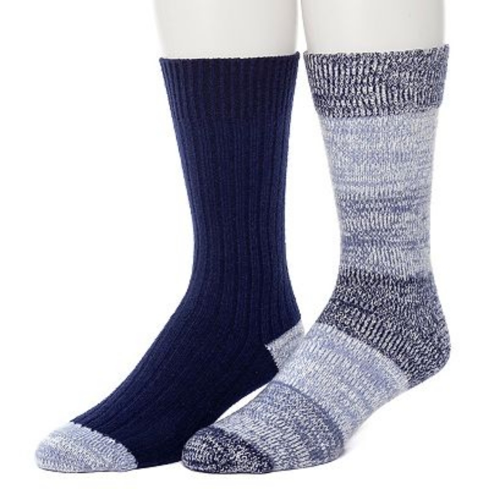 Cuddl Duds Men's 2-Pack  Winter Crew Socks, Blue, Shoe size 8-12, NWT